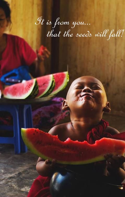 Monk with watermelon-001